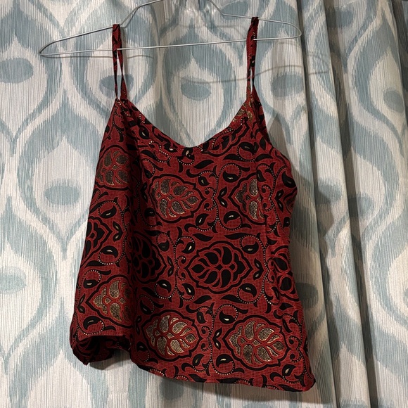Karma Highway Tops - Elegant Red Patterned Camisole